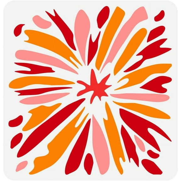 Floral Explosion Painting Stencil 11.8x11.8 inch Reusable Large Flower Painting Templates Floral Design Stencil Flower Pattern Plant Theme Template for Wall Wood DIY Home Decoration Making DIY
