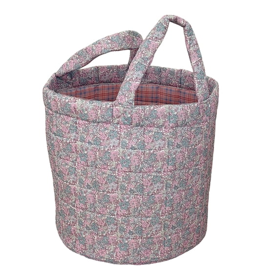 Floral Fabric Foldable Laundry Hamper with Handles Clothes Storage Bucket Large Capacity Collapsible for Nursery Bedroom Laundrys Room (Pink)