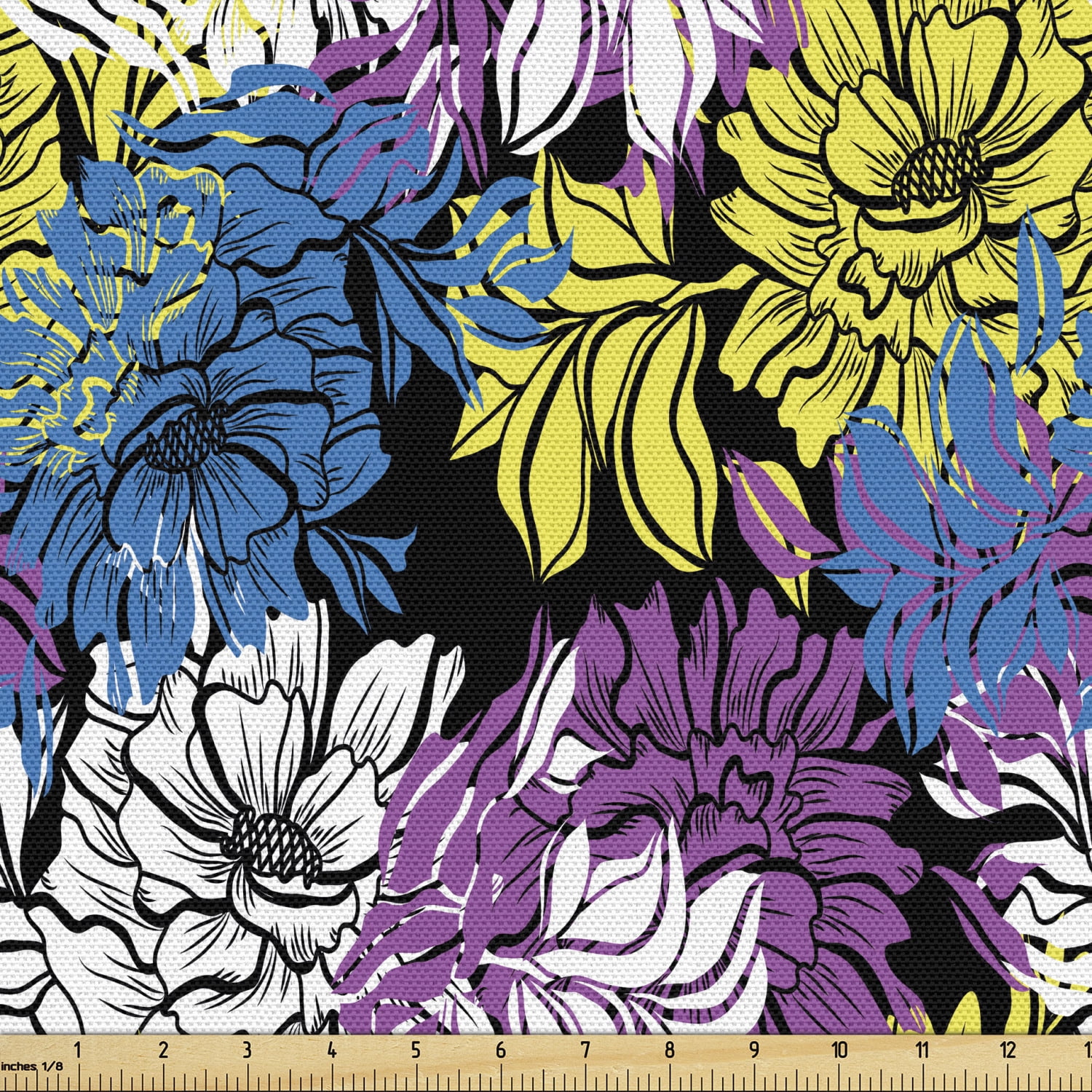 Ambesonne Floral Fabric by the Yard Upholstery, Modern Colored Peony