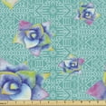 thumbnail image 1 of Floral Fabric by the Yard, Abstract Watercolor Look Rose Flowers on Motif Background, Decorative Upholstery Fabric for Sofas and Home Accents, Dark Seafoam Multicolor by Ambesonne, 1 of 5