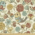 thumbnail image 1 of Floral Fabric by the Yard, Art of Birds and Various Flower Types Snails Graphic Garden Setting Image, Upholstery Fabric for Dining Chairs Home Decor Accents, Multicolor by Ambesonne, 1 of 5