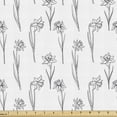 thumbnail image 1 of Ambesonne Floral Fabric by the Yard Upholstery, Narcissus Flowers Pattern, 1 Yard, Dark Grey and White, 1 of 5