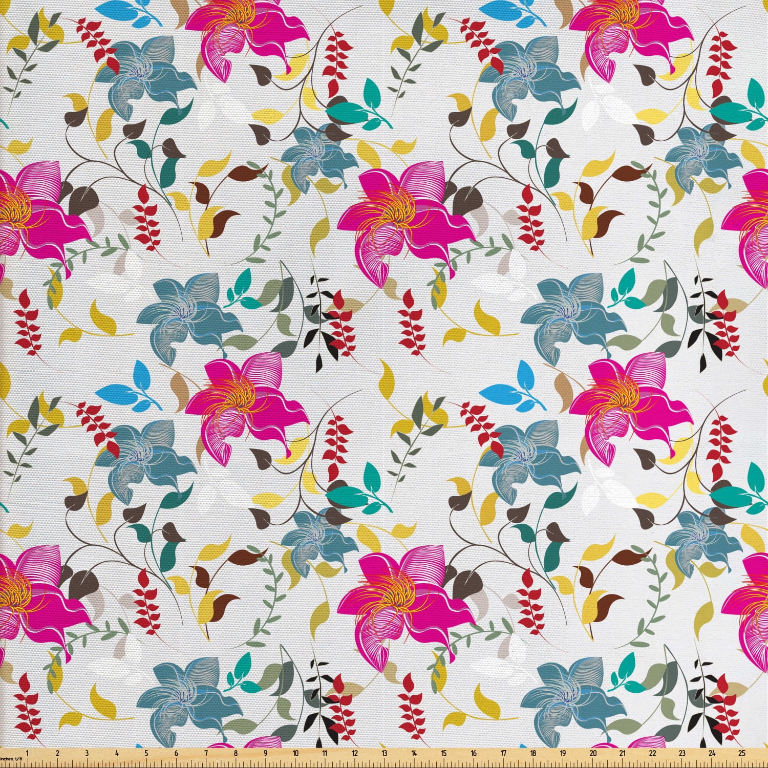 Floral Fabric by the Yard, Burgeoning Colorful Spring Flowers ...