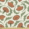 thumbnail image 1 of Ambesonne Floral Fabric by the Yard Upholstery, Carnations Curlicue Leaves, 1 Yard, Cream Multicolor, 1 of 5