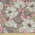 thumbnail image 1 of Ambesonne Floral Fabric by the Yard Upholstery, High Detailed Flowers Leaves, 10 Yards, Pastel Pink Grey Yellow, 1 of 5
