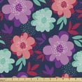 thumbnail image 1 of Floral Fabric by the Yard, Colorful Abstract Blossoms on a Dark Blue Background Modern Romantic Motif Print, Decorative Upholstery Fabric for Sofas and Home Accents, Multicolor by Ambesonne, 1 of 5