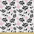 thumbnail image 1 of Ambesonne Floral Fabric by the Yard Upholstery, Rose Twigs and Butterflies, 2 Yards, Charcoal Grey Pink White, 1 of 5