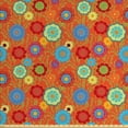 thumbnail image 1 of Floral Fabric by the Yard, Continuous Art Abstract Flowers and Outline Curls Leaves Print, Decorative Upholstery Fabric for Sofas and Home Accents, Burnt Orange Multicolor by Ambesonne, 1 of 4