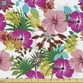 thumbnail image 1 of Ambesonne Floral Fabric by the Yard Upholstery, Tropical Hawai Flowers, 3 Yards, Multicolor, 1 of 5