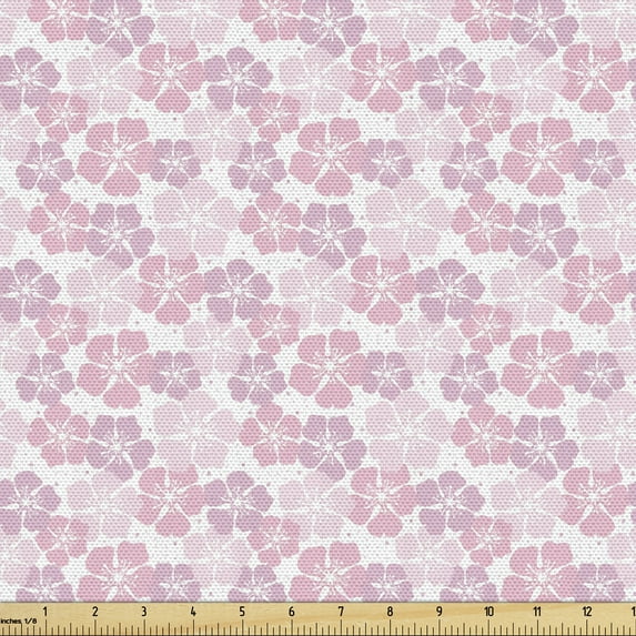 Ambesonne Floral Fabric by the Yard Upholstery, Pastel Blush Tones Flower, 10 Yards, White Rose Pale Pink