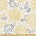 thumbnail image 1 of Ambesonne Floral Fabric by the Yard Upholstery, Detailed Sketch Peony Flower, 3 Yards, Mustard Charcoal Grey, 1 of 5