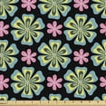 thumbnail image 1 of Ambesonne Floral Fabric by the Yard Upholstery, Doodle Colorful Tropical, 1 Yard, Teal Pink, 1 of 5