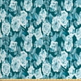 thumbnail image 1 of Ambesonne Floral Fabric by the Yard Upholstery, Aquatic English Rose Flowers, 2 Yards, Dark Teal and Multicolor, 1 of 4