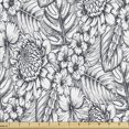 thumbnail image 1 of Floral Fabric by the Yard, Exotic Jungle Flora and Foliage Sketch with Tropical Flowers and Leaves, Decorative Upholstery Fabric for Sofas and Home Accents, Dark Blue Grey White by Ambesonne, 1 of 5
