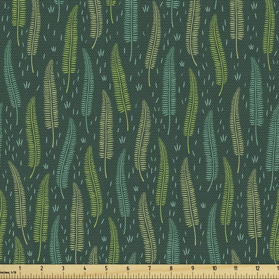 Ambesonne Floral Fabric by the Yard Upholstery, Exotic Tropic Hawaii Leaves, 1 Yard, Dark Green