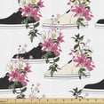 thumbnail image 1 of Floral Fabric by the Yard, Fashion Flowers Sneakers as Pots on Plain Background, Decorative Upholstery Fabric for Sofas and Home Accents, Multicolor by Ambesonne, 1 of 5