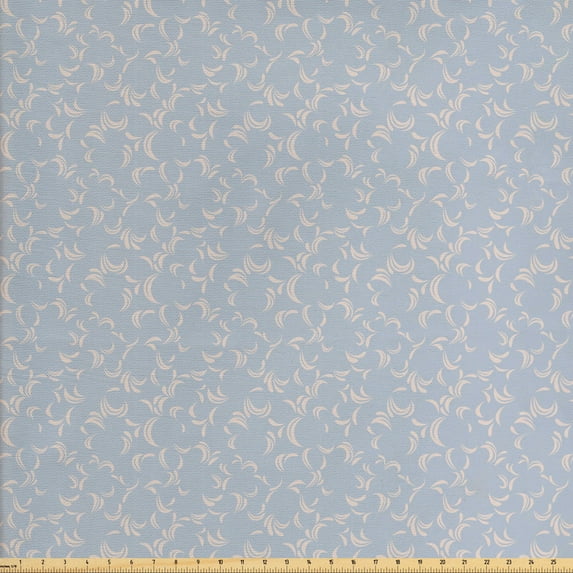 Floral Fabric by the Yard, Flower Arrangement Abstract Flying Petals Foliage Leaves Silhouette Composition, Decorative Upholstery Fabric for Chairs & Home Accents, Blue Grey Tan by Ambesonne