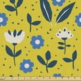 thumbnail image 1 of Ambesonne Floral Fabric by the Yard Upholstery, Scandinavian Flowers Leaves, 1 Yard, Yellow Azure Blue, 1 of 5