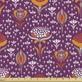 thumbnail image 1 of Floral Fabric by the Yard, Garden Flowers Retro Style Scandinavian Pattern Spring Season, Decorative Upholstery Fabric for Sofas and Home Accents, Purple Orange by Ambesonne, 1 of 5