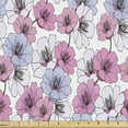 thumbnail image 1 of Floral Fabric by the Yard, Graphics of Camellias Gardenias on Branches, Decorative Upholstery Fabric for Sofas and Home Accents, Mauve Pale Pink White by Ambesonne, 1 of 5