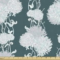 thumbnail image 1 of Ambesonne Floral Fabric by the Yard Upholstery, Hand Drawn Flowers, 5 Yards, Pale Blue Dark Teal, 1 of 5