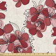 thumbnail image 1 of Ambesonne Floral Fabric by the Yard Upholstery, Birth of the Nature Design, 1 Yard, Ruby Pale Pink Cream, 1 of 5