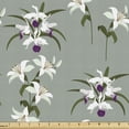 thumbnail image 1 of Ambesonne Floral Fabric by the Yard Upholstery, Lily Blossom Branches Petals, 5 Yards, Purple Pale Sage Green, 1 of 5