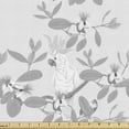 thumbnail image 1 of Floral Fabric by the Yard, Monochromatic Composition of Cockatoo Parrot on Feijoa Blooming Flowers Branches, Decorative Upholstery Fabric for Chairs & Home Accents, Grey and White by Ambesonne, 1 of 5