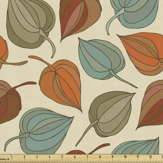 Ambesonne Floral Fabric by the Yard Upholstery, Art Nouveau Winter Cherry, 1 Yard, Multicolor