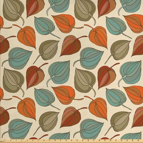 Ambesonne Floral Fabric by the Yard Upholstery, Art Nouveau Winter Cherry, 10 Yards, Multicolor