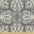 thumbnail image 1 of Ambesonne Floral Fabric by the Yard Upholstery, Zentangle Botanical Motif, 1 Yard, Dark Purple Grey Ivory, 1 of 5