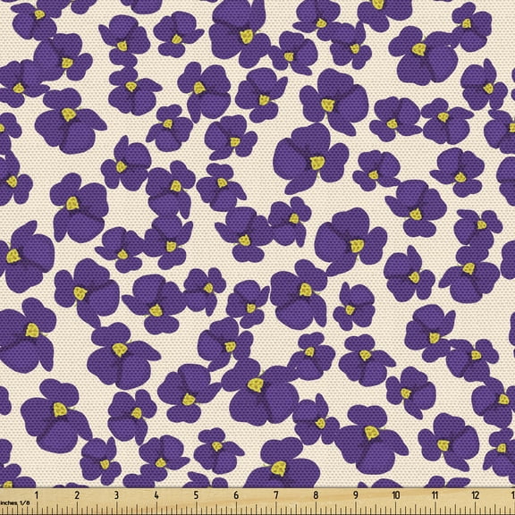 Floral Fabric by the Yard, Ornamental Flower Petals Designed in Repetitive Pattern Illustration Art, Decorative Upholstery Fabric for Chairs & Home Accents, Champagne and Quartz by Ambesonne