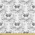thumbnail image 1 of Ambesonne Floral Fabric by the Yard Upholstery, Lotus Drawings Monochrome, 3 Yards, Charcoal Grey and White, 1 of 4