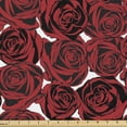 thumbnail image 1 of Ambesonne Floral Fabric by the Yard Upholstery, Rose Silhouettes Blooming, 3 Yards, Charcoal Grey and Vermilion, 1 of 5