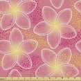 thumbnail image 1 of Ambesonne Floral Fabric by the Yard Upholstery, Dotted Plumeria Frangipani, 1 Yard, Pink Yellow White, 1 of 5
