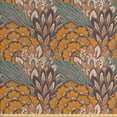 thumbnail image 1 of Ambesonne Floral Fabric by the Yard Upholstery, Flowers and Peacock, 3 Yards, Petrol Blue Pale Coffee, 1 of 4