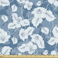 thumbnail image 1 of Ambesonne Floral Fabric by the Yard Upholstery, Retro Blue Design Flowers, 5 Yards, Slate Blue and White, 1 of 5