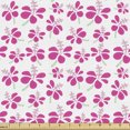 thumbnail image 1 of Ambesonne Floral Fabric by the Yard Upholstery, Romantic Details Flowers, 1 Yard, Hot Pink Green and White, 1 of 5