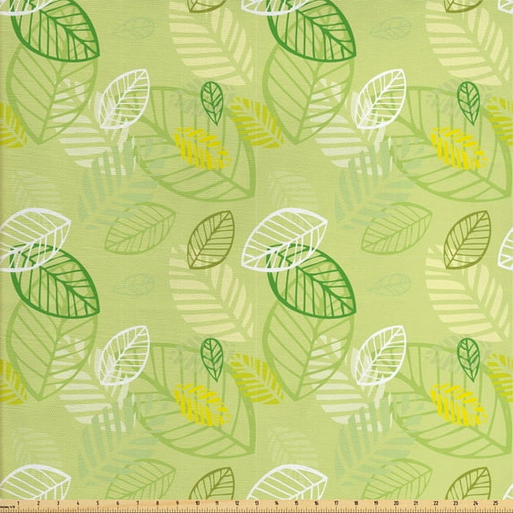 Ambesonne Floral Fabric by the Yard Upholstery, Repeated Leaf Design Art, 10 Yards, Multicolor