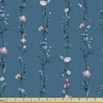 thumbnail image 1 of Ambesonne Floral Fabric by the Yard Upholstery, Rhythmic Flowers and Leaves, 1 Yard, Dark Turquoise Pale Pink, 1 of 5