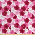 thumbnail image 1 of Ambesonne Floral Fabric by the Yard Upholstery, Blossom Common Mallow Flower, 2 Yards, Pink Raspberry White, 1 of 4