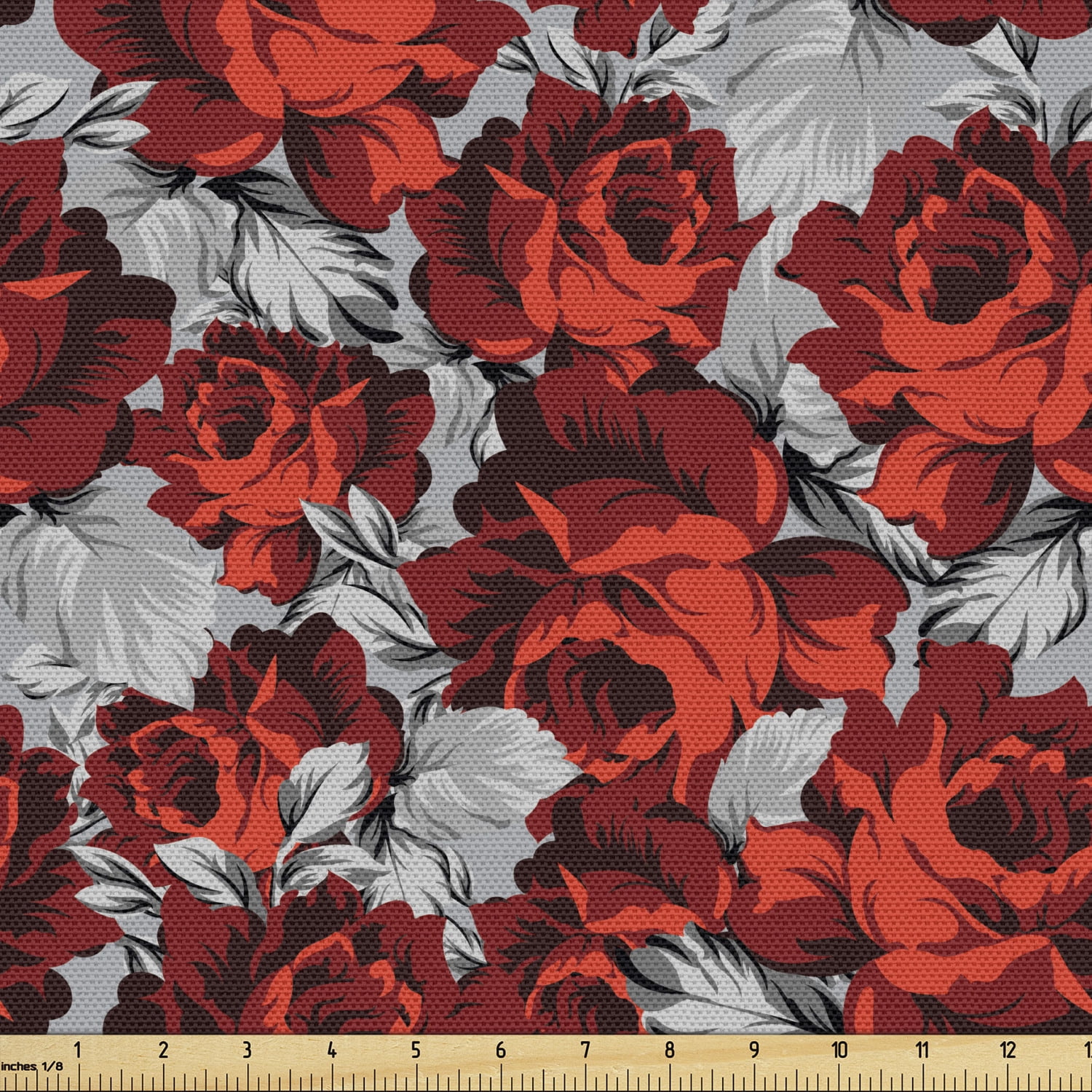 Fabric Upholstery Venise Floral Red 140 cm