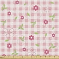 thumbnail image 1 of Ambesonne Pink Green Fabric by the Yard Upholstery, Checkered Flower Petals, 1 Yard, Pale Pink White, 1 of 4