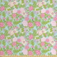 thumbnail image 1 of Floral Fabric by the Yard, Spring Flourish Blooms Rose Buds Botanical Beauty Branches Image, Decorative Upholstery Fabric for Chairs & Home Accents, Pistachio Green Lilac by Ambesonne, 1 of 4