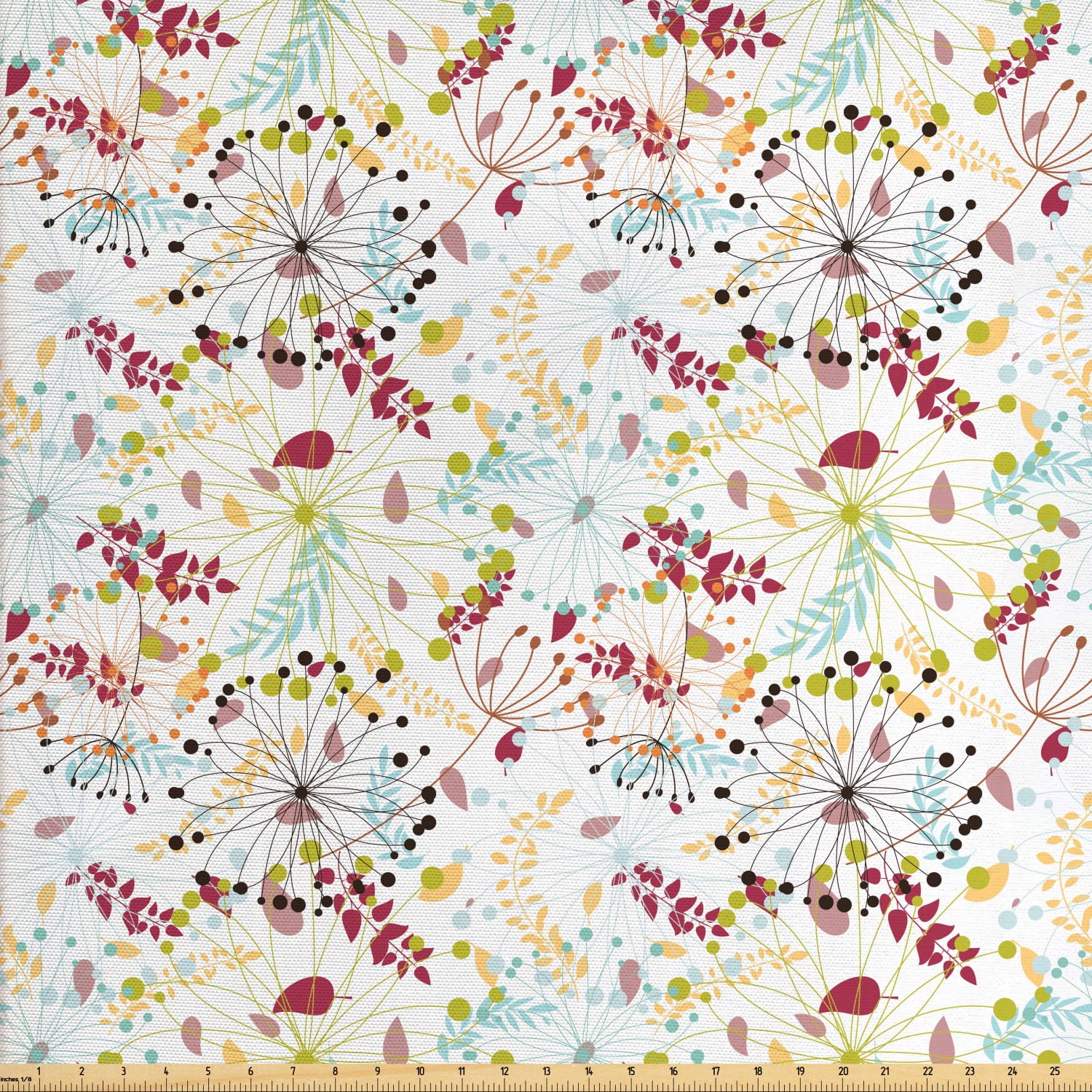 Ambesonne Floral Fabric by the Yard Upholstery, Botanical Spring Petals