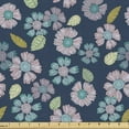 thumbnail image 1 of Ambesonne Floral Fabric by the Yard Upholstery, Top View Botanical Elements, 3 Yards, Petrol Blue Mauve Khaki, 1 of 5