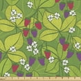 thumbnail image 1 of Floral Fabric by the Yard Upholstery, Blooming Berries Flowers and Leaves on Branches, Decorative Fabric for DIY and Home Accents, Lime Green Multicolor by Ambesonne, 1 of 5