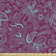 thumbnail image 1 of Ambesonne Floral Fabric by the Yard Upholstery, Clutter of Botany Elements, 1 Yard, Turquoise Dark Magenta, 1 of 5