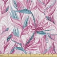 thumbnail image 1 of Ambesonne Floral Fabric by the Yard Upholstery, Hand Drawn Tropical Flowers, 2 Yards, Pink Dark Turquoise, 1 of 5