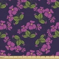 thumbnail image 1 of Floral Fabric by the Yard Upholstery, Clutter of Violet Tone Flowers in Retro Style, Decorative Fabric for DIY and Home Accents, Indigo Pink Fern Green by Ambesonne, 1 of 5